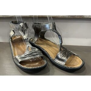 NAOT Cymbal Metal Leather‎ Flat Open Sandals Women's Size EU39 US 8-8.5